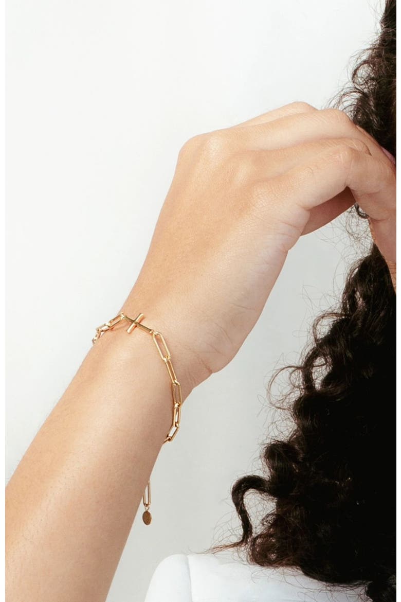 Chain Breaker Cross Bracelet, Alternate, color, 18k Gold Plated