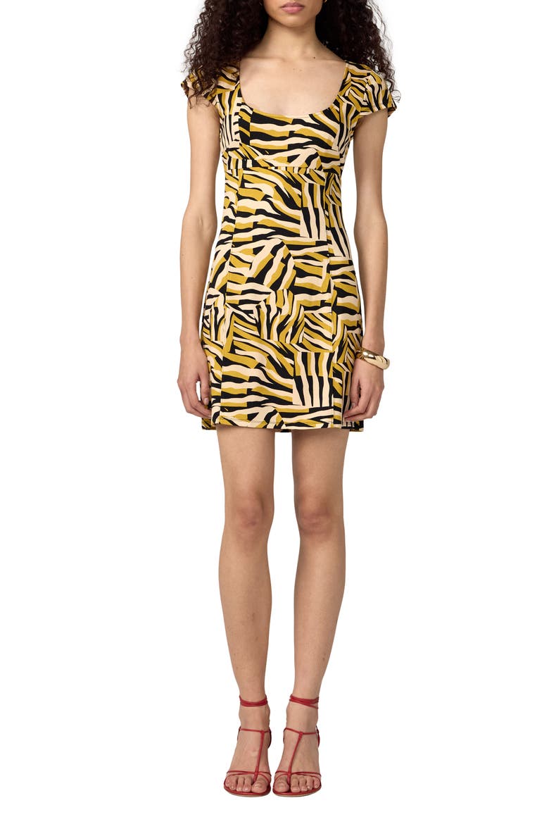 Dani Print Minidress, Main, color, SUN TIGER LEMON CURRY
