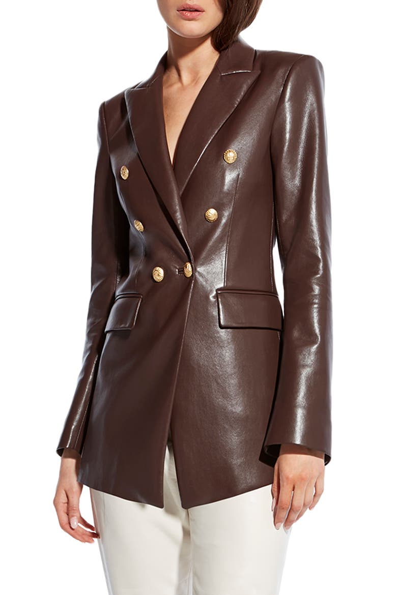 Beck Recycled Leather Blend Blazer, Alternate, color, MAHOGANY