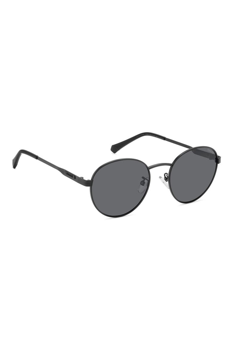 52mm Polarized Round Sunglasses, Alternate, color, MATTE BLACK/ GRAY POLAR