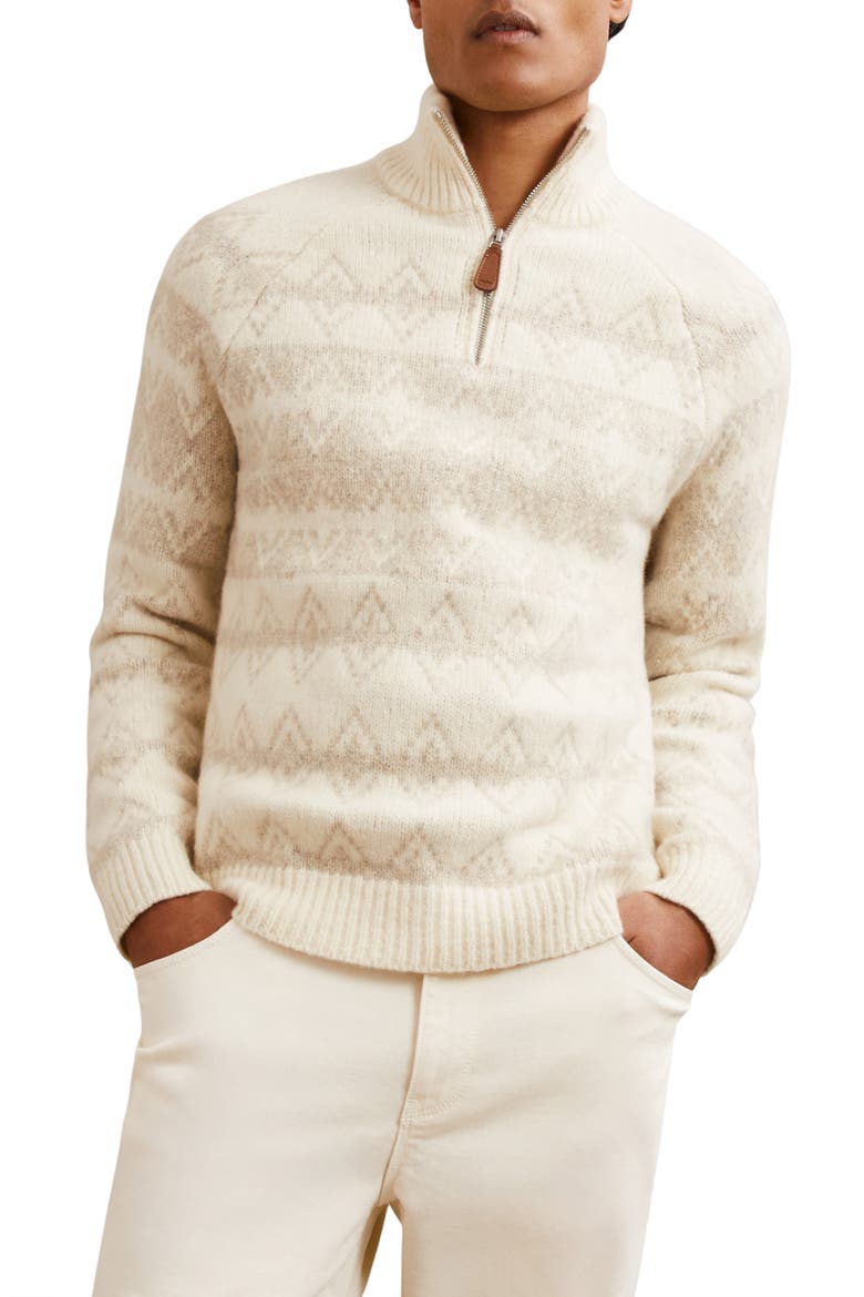 Claus Quarter Zip Pullover, Main, color, WINTER WHITE/OATMEAL