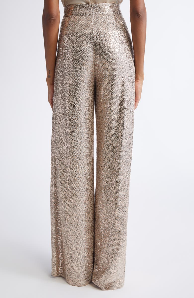 ST. JOHN Luxe Sequin Wide Leg Pants, Alternate, color, Latte Light Grey Melange