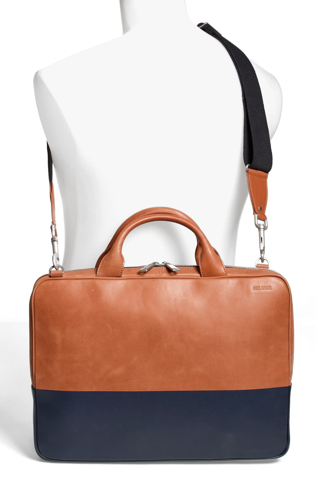 'Slim' Briefcase, Alternate, color, TOBACCO/ NAVY