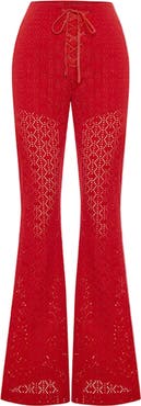 PCFG The Broderie Anglaise Edit High Rise Embroidered Flare Pants