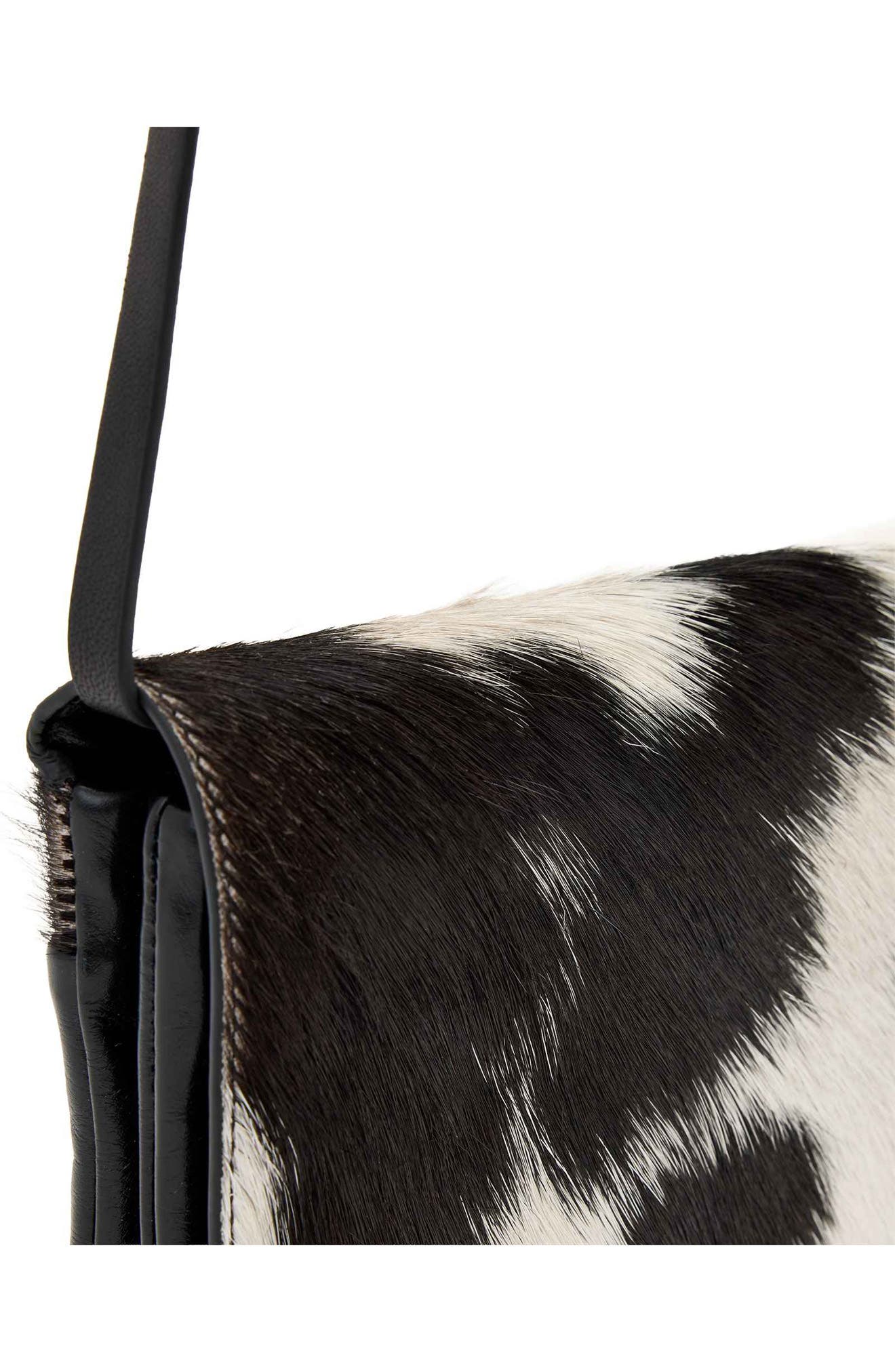 Uma Luxe Genuine Calf Hair Crossbody Bag, Alternate, color, WHITE/ BLACK