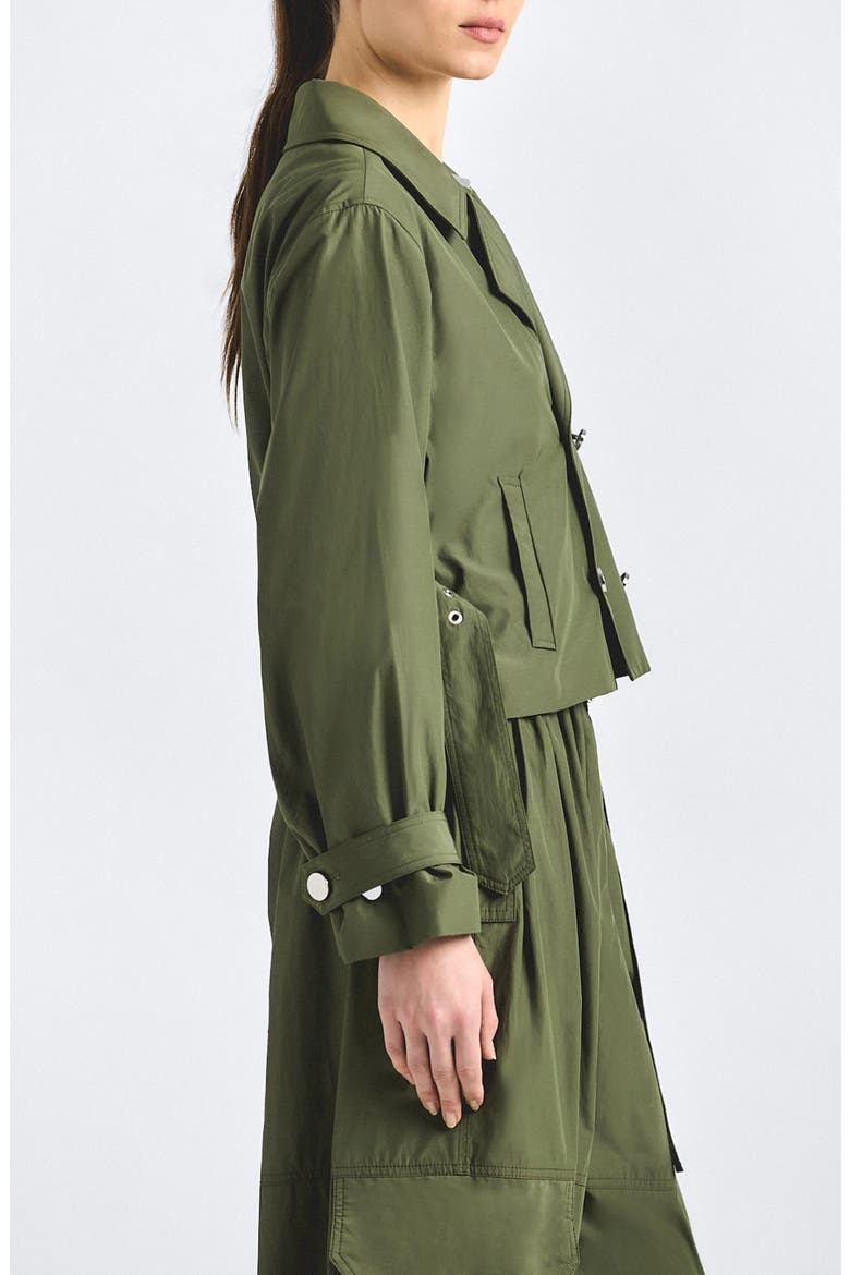 Renata Double Breasted Crop Trench Coat, Alternate, color, FATIGUE