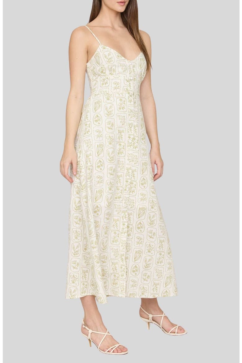 Floral Tile Print Midi Dress, Alternate, color, IVORY
