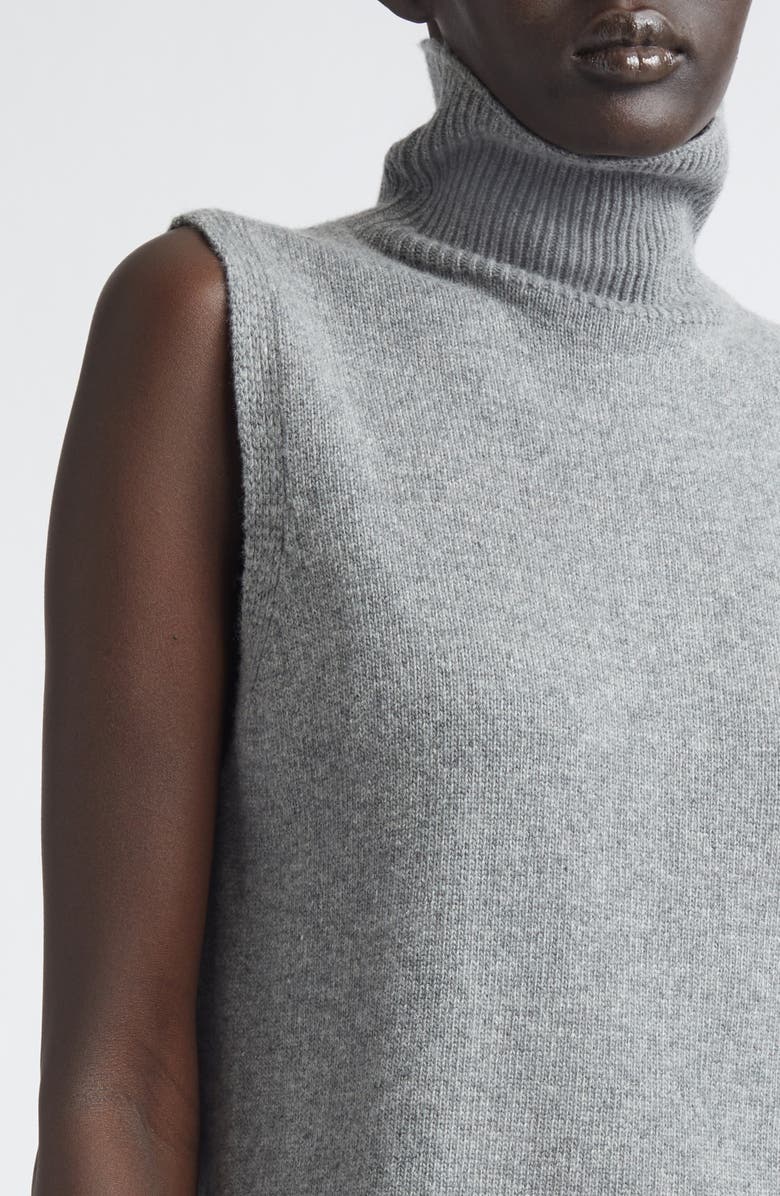 Brandon Maxwell The Bruno Sleeveless Virgin Wool Turtleneck Sweater, Alternate, color, Heather Grey