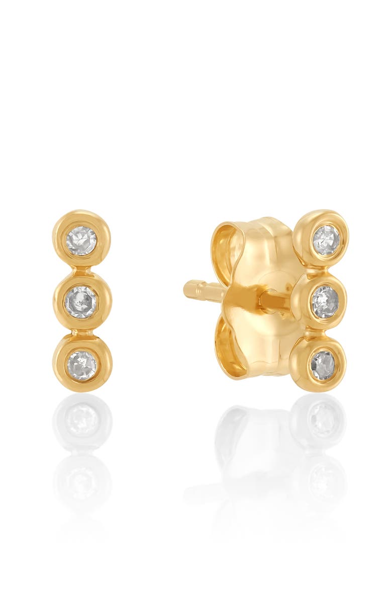Frankie & Zoe Bezel Trio Diamond Stud Earrings, Main, color, Yellow Gold