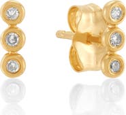 Frankie & Zoe Bezel Trio Diamond Stud Earrings