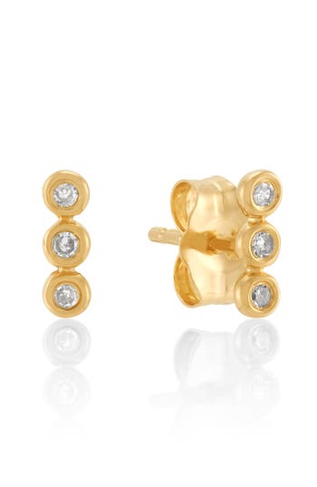 Frankie & Zoe Bezel Trio Diamond Stud Earrings In Gold