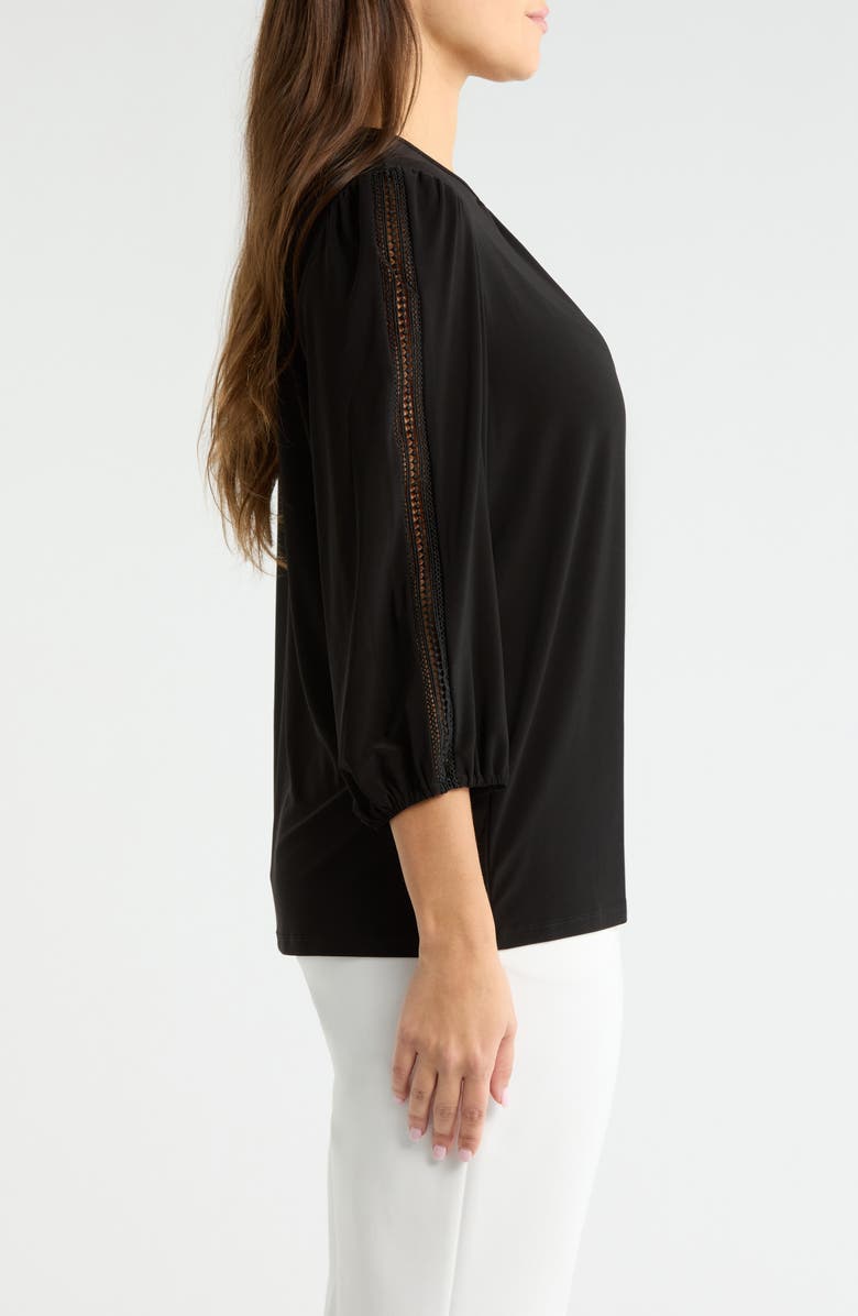 KASPER Lace Inset Sleeve Top, Alternate, color, Black