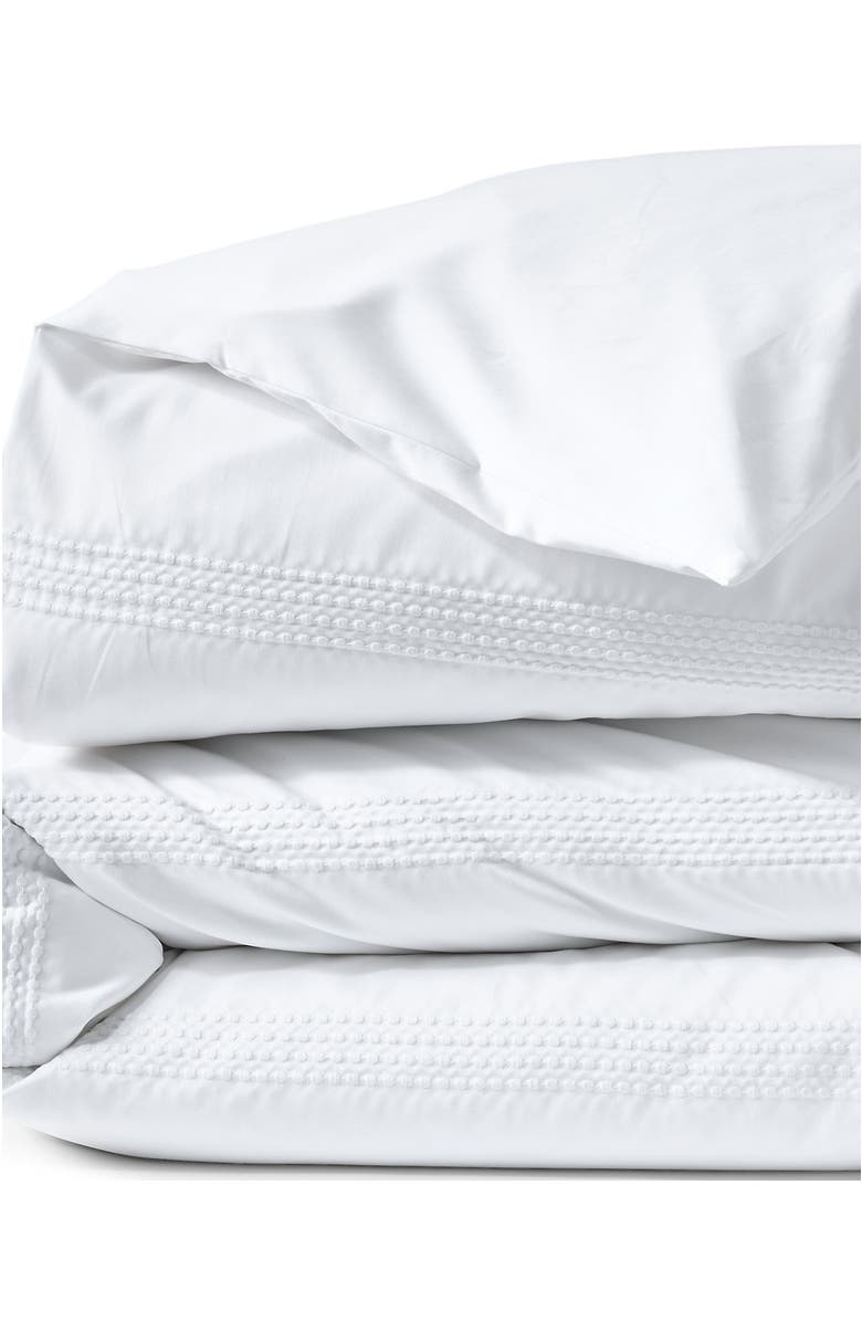 Lands' End 400 Thread Count Premium Supima Cotton No Iron Sateen Embroidered Duvet Bed Cover, Alternate, color, White Dots