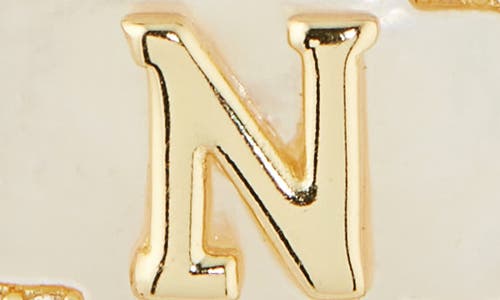 Argento Vivo Sterling Silver Clover Mother-of-pearl Initial Pendant Necklace In Gold