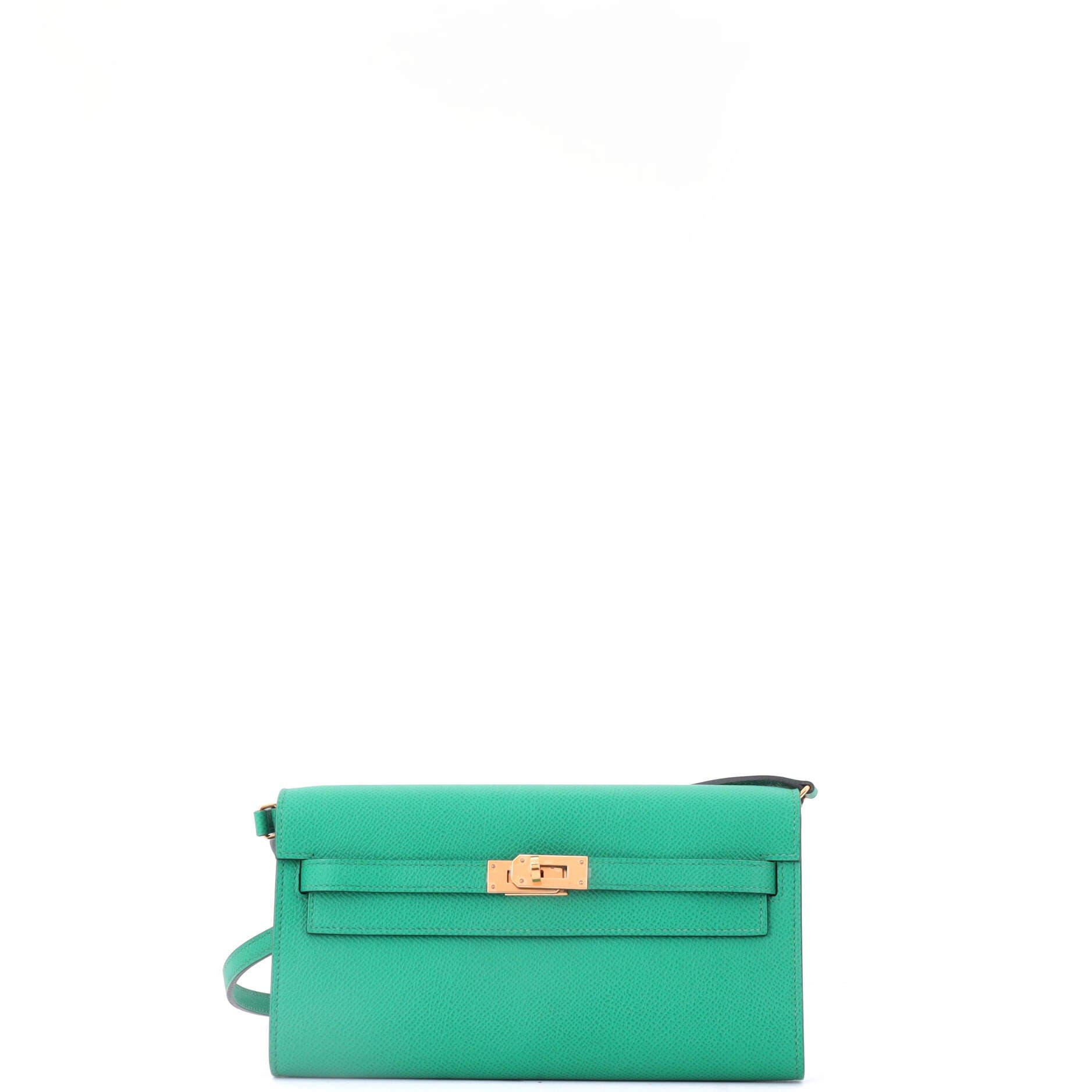 Pre-Owned Hermes Kelly To Go Wallet Verso Epsom, Main, color, Verso - Vert Jade/Bleu Brume
