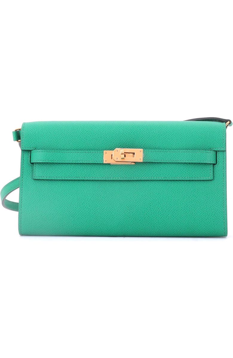 Pre-Owned Hermes Kelly To Go Wallet Verso Epsom, Main, color, Verso - Vert Jade/Bleu Brume