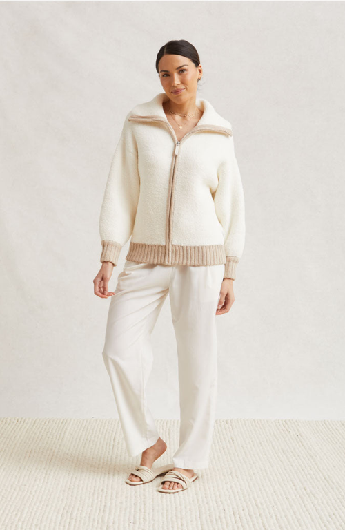 Kashwere Apparel Cozy Full Zip Jacket In Creme Malt