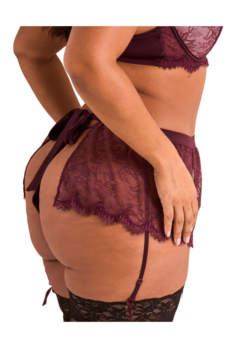Karah Garter Belt Lingerie, Alternate, color, Dark purple