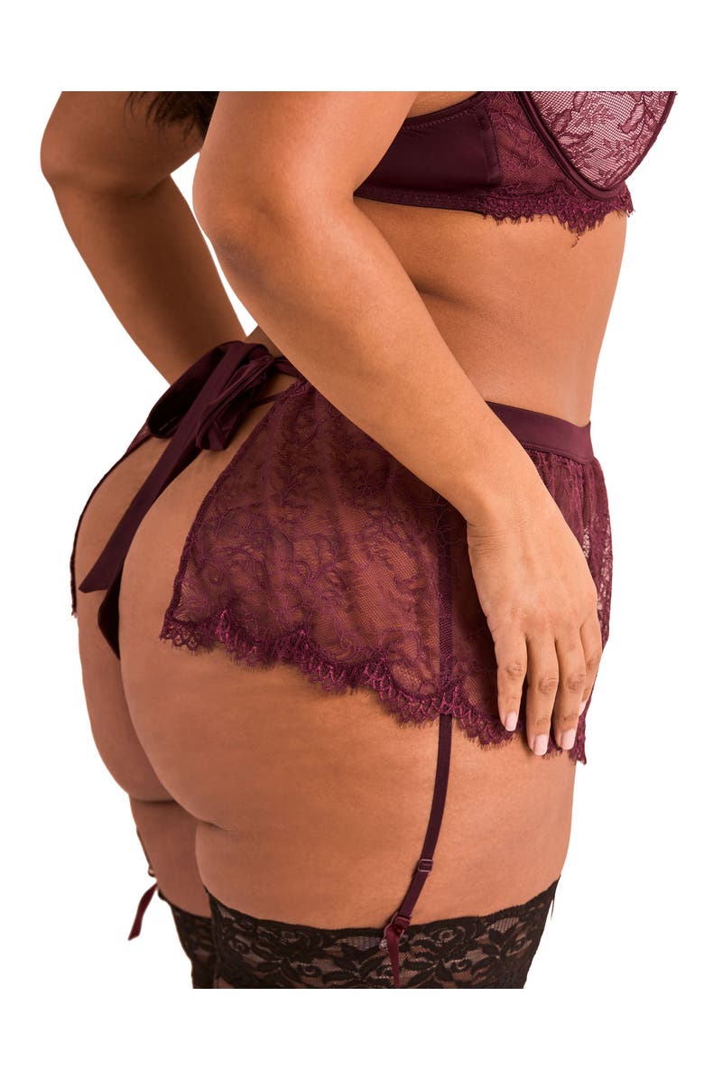 Adore Me Karah Garter Belt Lingerie, Alternate, color, Dark Purple