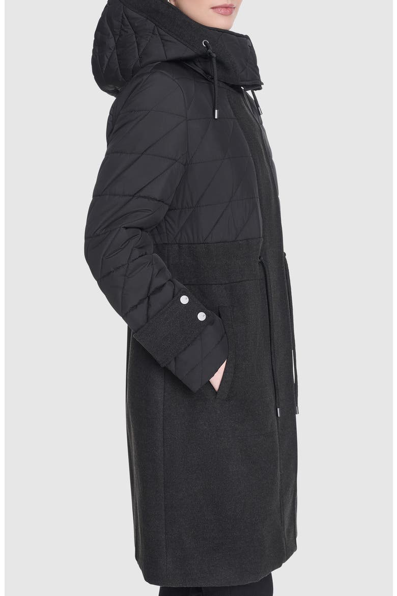 Synclaire Quilted Coat, Alternate, color, BLACK