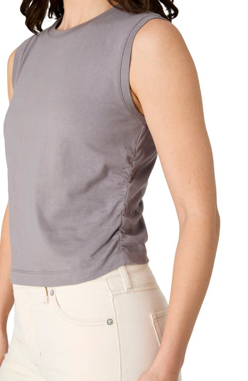 French Connection Ruched Cotton Muscle Tank In Dove Grey