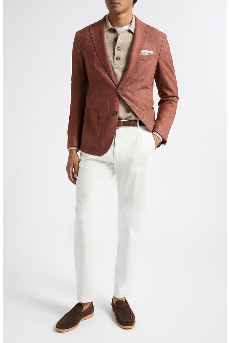 Slim Fit Pinstripe Wool & Cotton Blend Sport Coat, Alternate, color, 105 AMBER