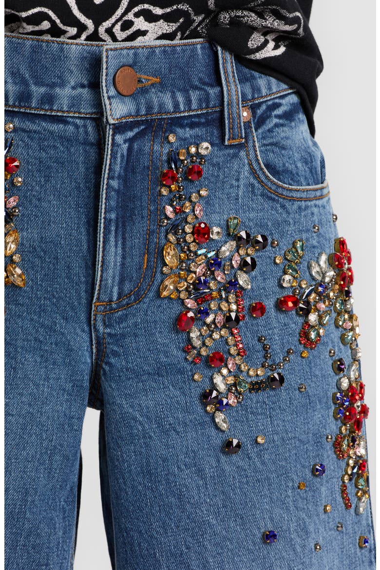 Amazing Crystal Detail Baggy Wide Leg Jeans, Alternate, color, BROOKLYN BLUE