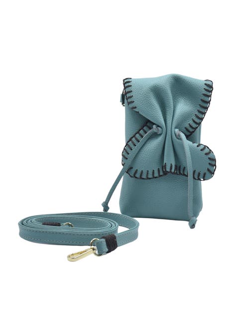 Cell Phone Butterly To Grain Leather Bag