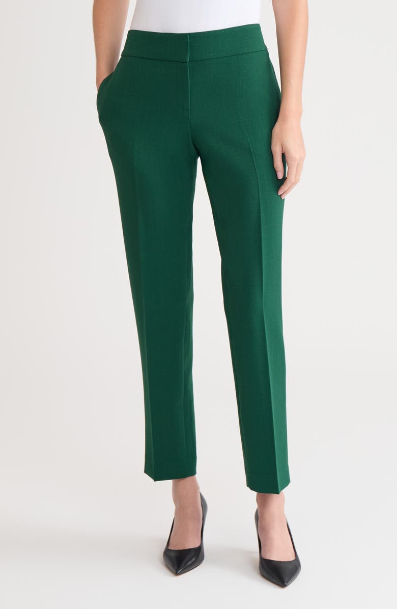 KASPER Classic Fit Slim Leg Pants, Main, color, Evergreen