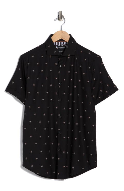 Palm Tree Short Sleeve Button-Up Shirt