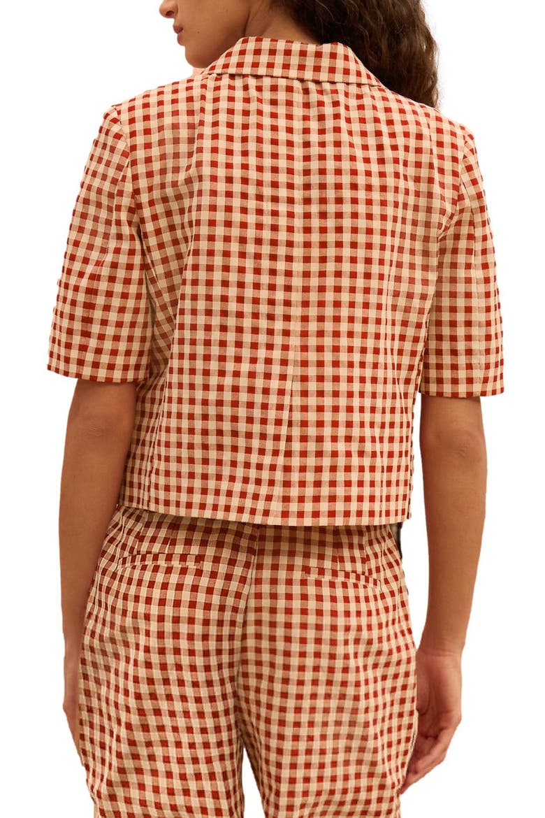 Gingham Button-Up Short Sleeve Shirt, Alternate, color, RED