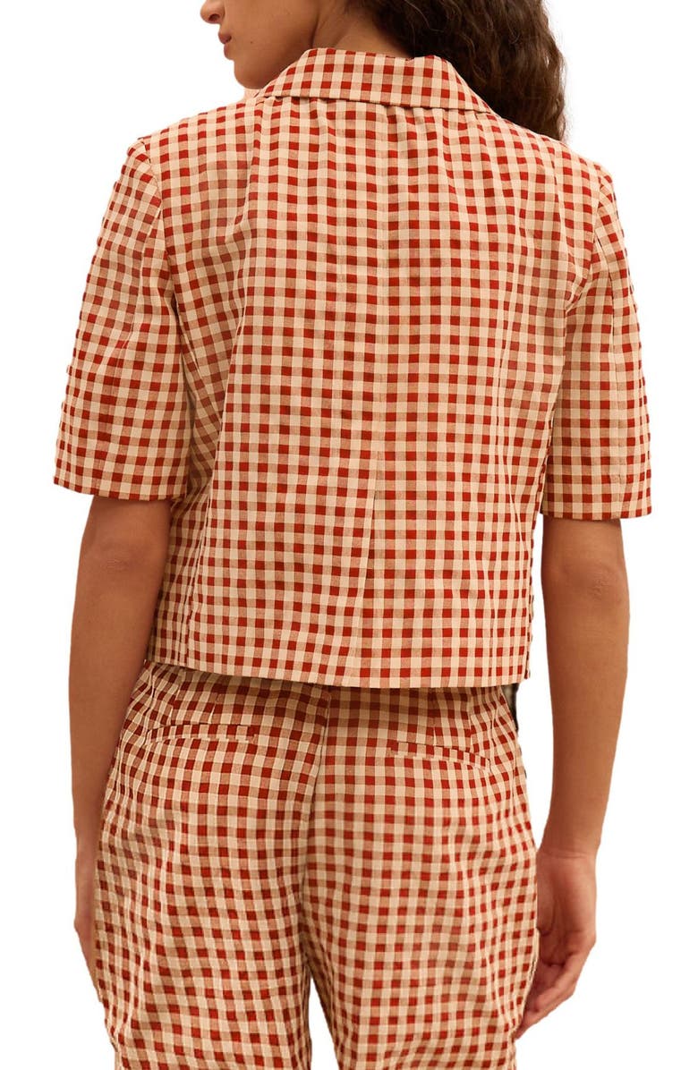 NEXT Gingham Button-Up Short Sleeve Shirt, Alternate, color, Red