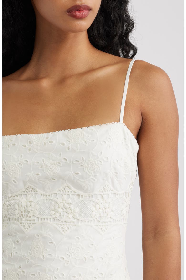 Serenella Broderie Anglaise Column Gown, Alternate, color, WHITE