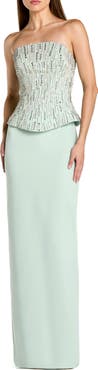 Mac Duggal Crepe Embellished Corset Strapless Column Gown