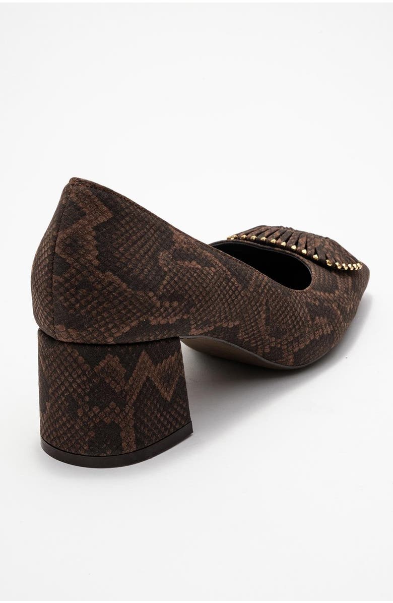 Prologue Shoes Velora Buckle Square Toe Block Heel Pump, Alternate, color, Brown Pattern
