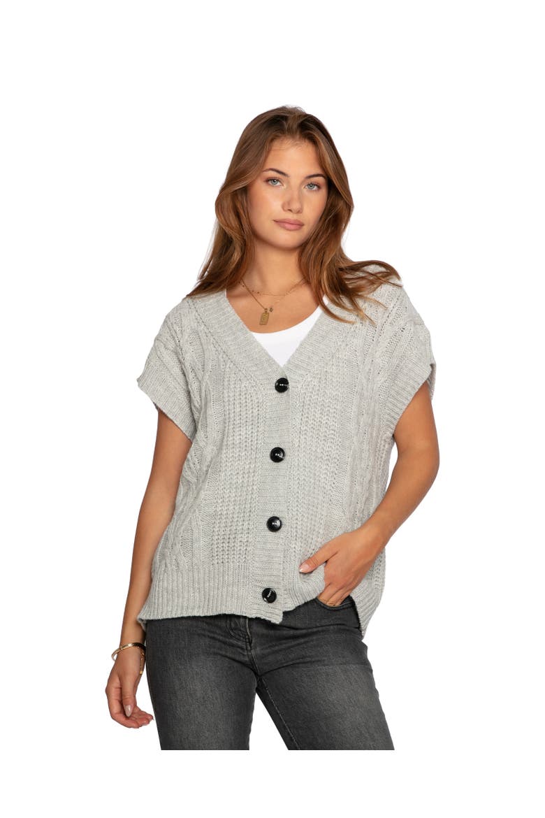 Rosette Oversized Knitted Vest, Main, color, Grey