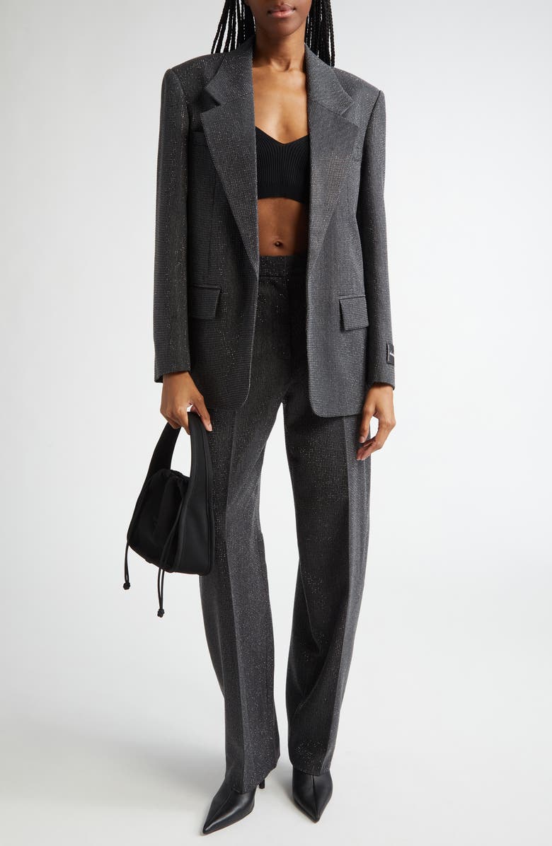 Alexander Wang High Waist Crystal Hotfix Wool Twill Pants, Alternate, color, 