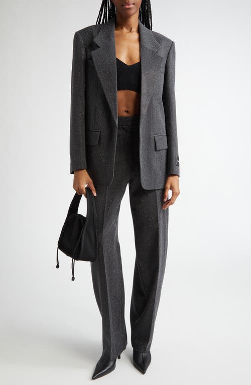 Alexander Wang High Waist Crystal Hotfix Wool Twill Pants In 010 Charcoal