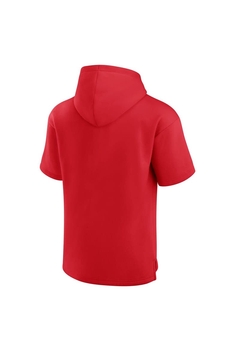 Men's Fanatics Red Wisconsin Badgers Ready Short Sleeve Pullover Hoodie, Alternate, color, Red