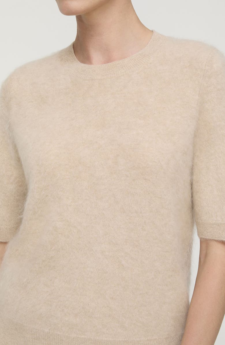 Lafayette 148 New York Brushed Cashmere Crewneck Sweater, Alternate, color, Natural Melange