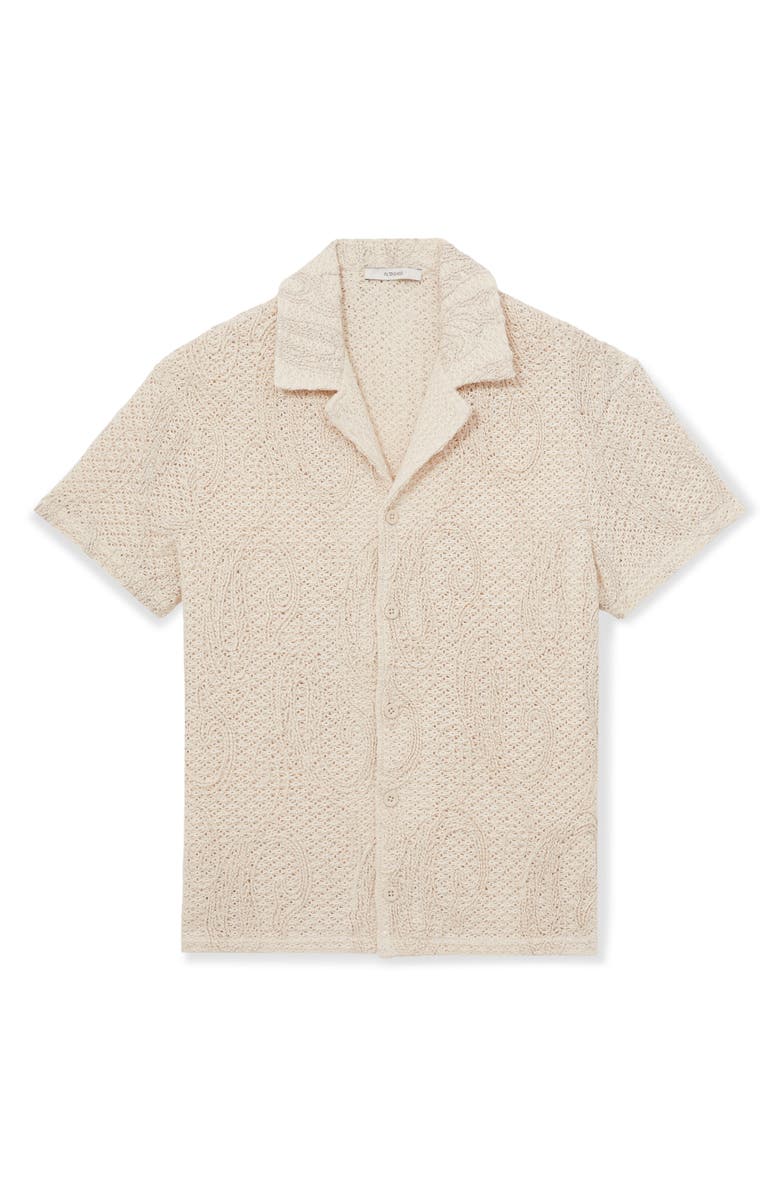 Reiss Finn Crochet Camp Shirt, Alternate, color,