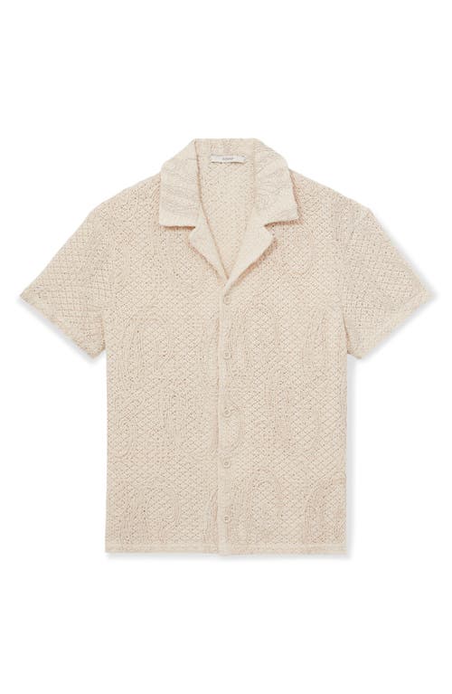 Reiss Finn Embroidered Crochet Camp Sweater In Neutral