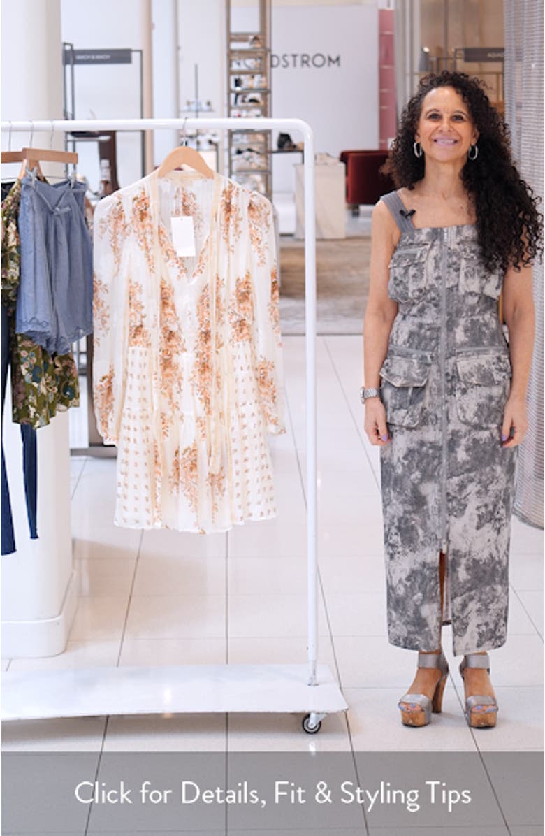 Maris Mixed Print Long Sleeve Silk A-Line Dress, sales video thumbnail