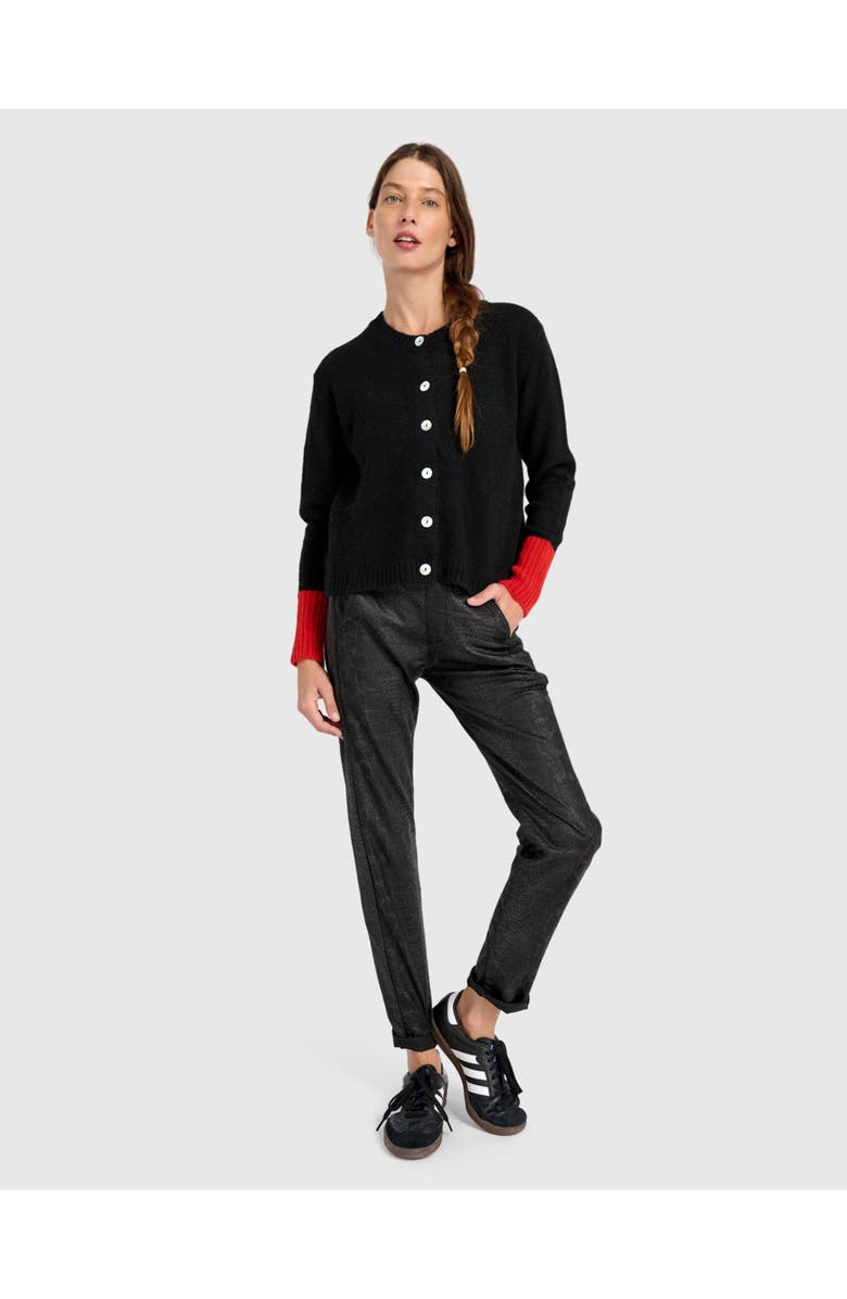 Alembika Blackbird Cardigan, Alternate, color, Black/Vermillion