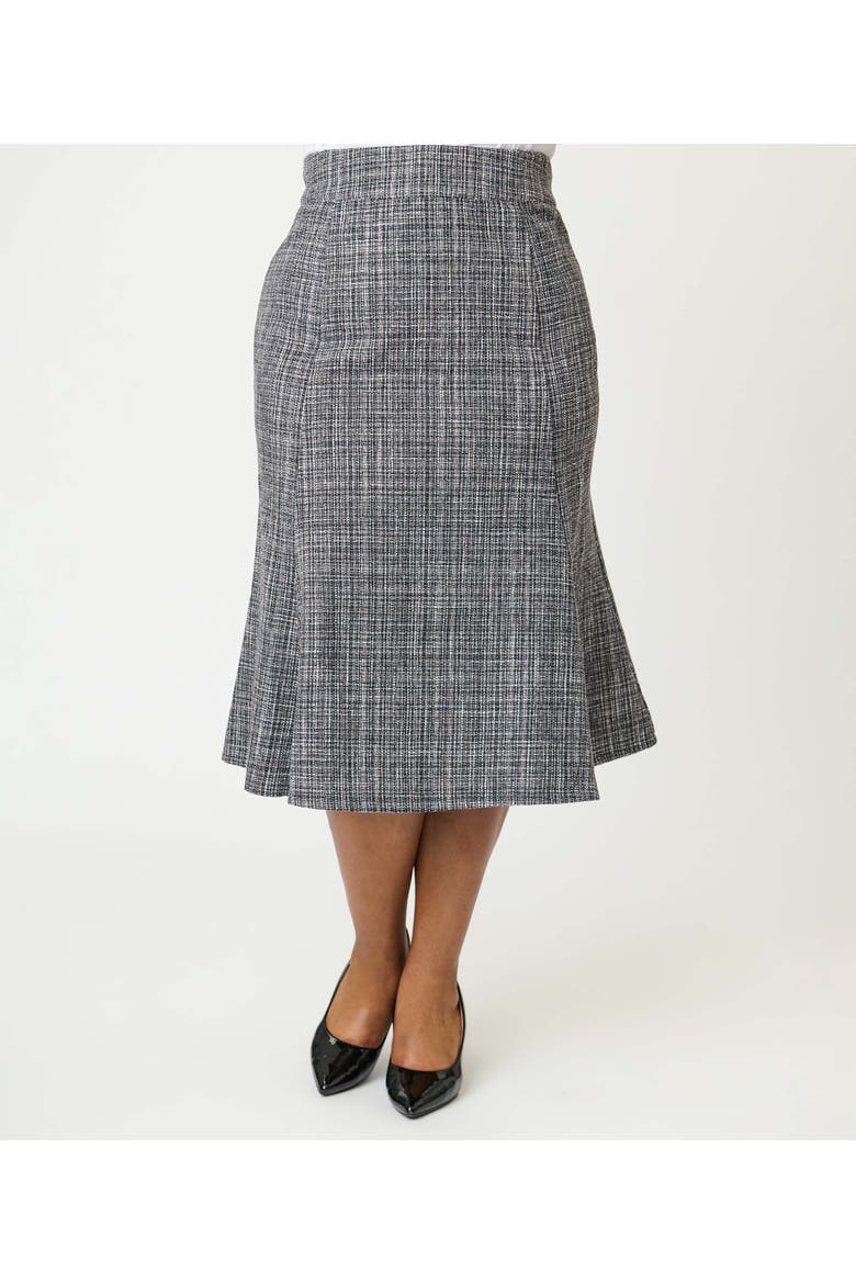 Plus Size Tweed Tina Trumpet Skirt, Alternate, color, Grey Tweed