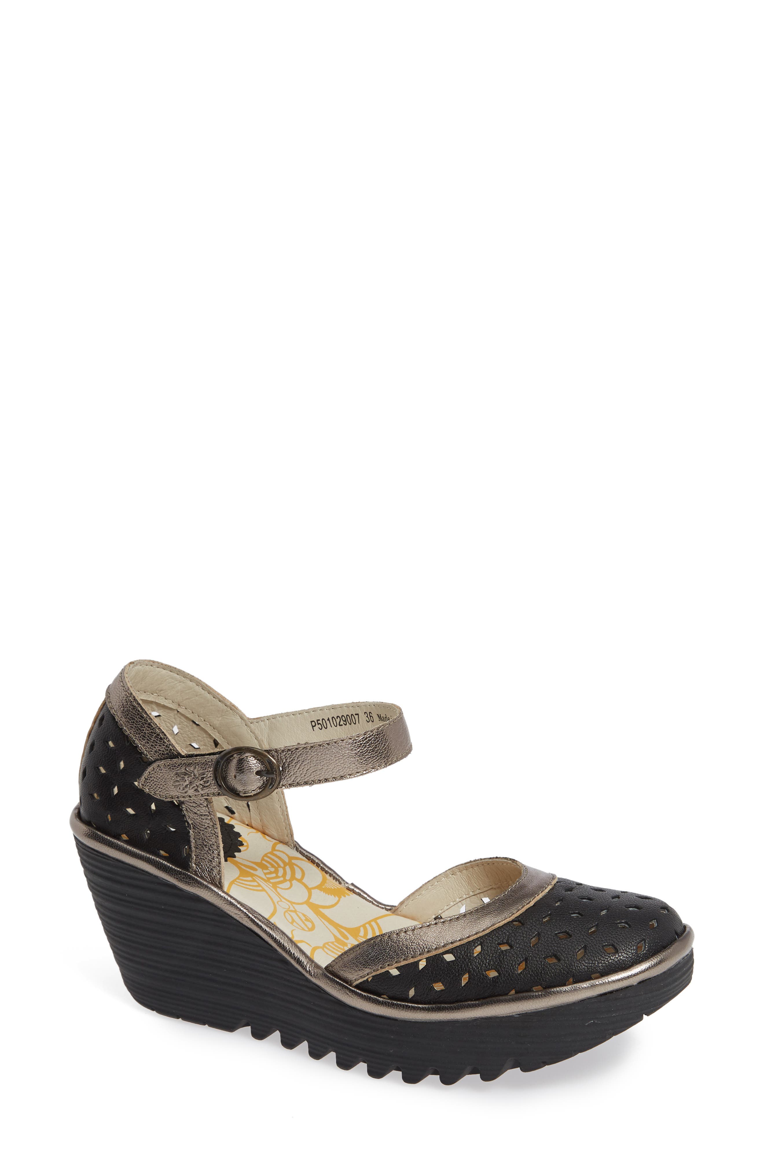 Yven Wedge, Main, color, BLACK/ BRONZE LEATHER