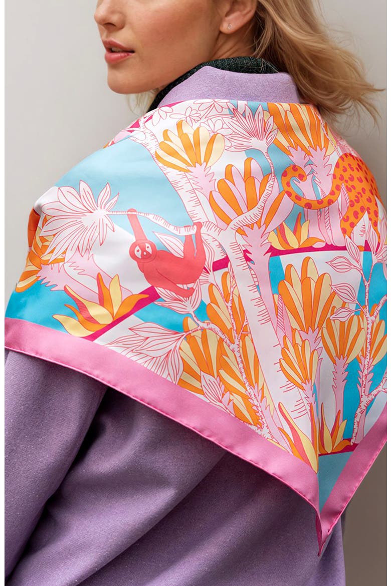 Double Sided Silk Scarf Of Around The World, Alternate, color, Pink