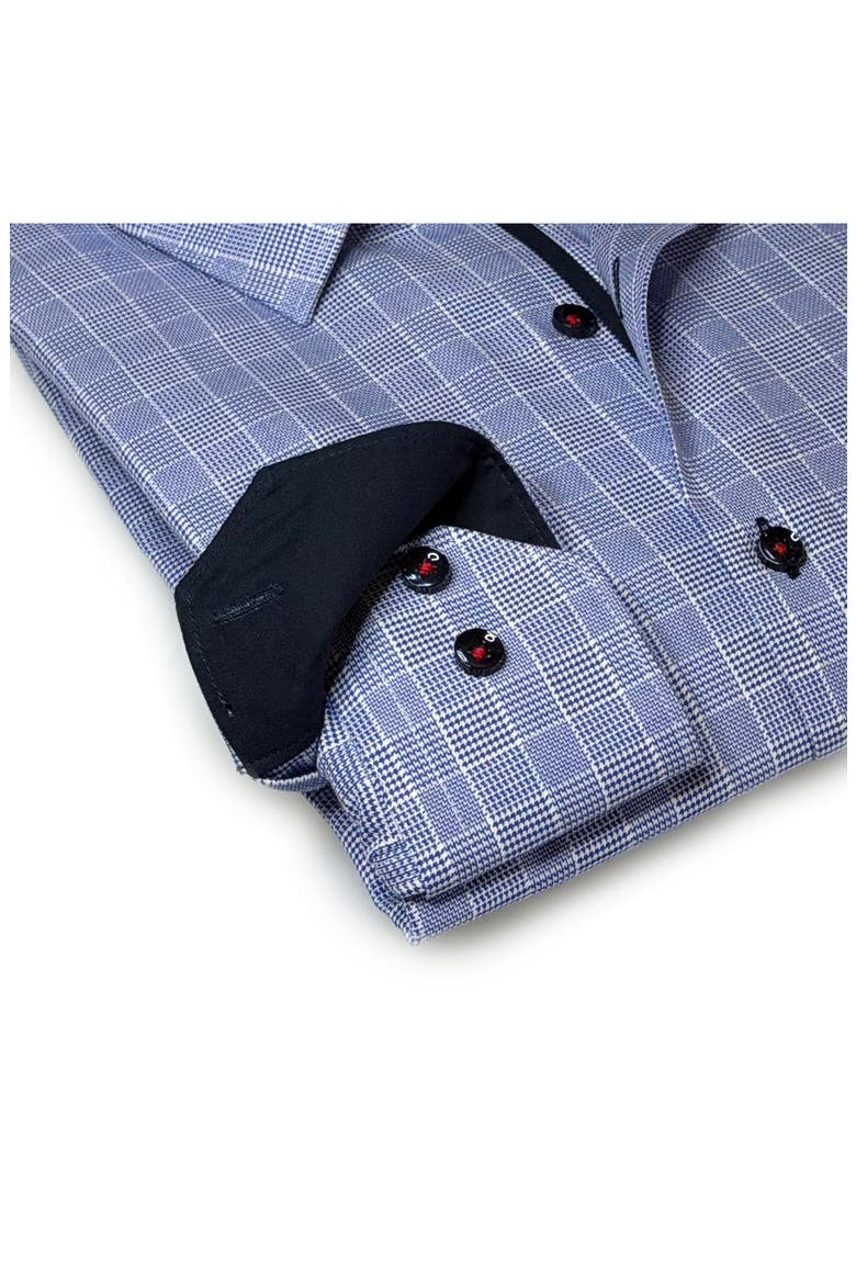 Check Long Sleeve Button Up Shirt, Alternate, color, NAVY FANCY CHECK PATTERN