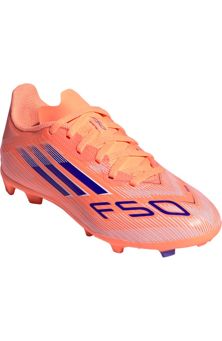 adidas Kids' F50 League Firm/Multiground Soccer Cleat, Main, color, Beam Orange/ Lucid Blue/ White