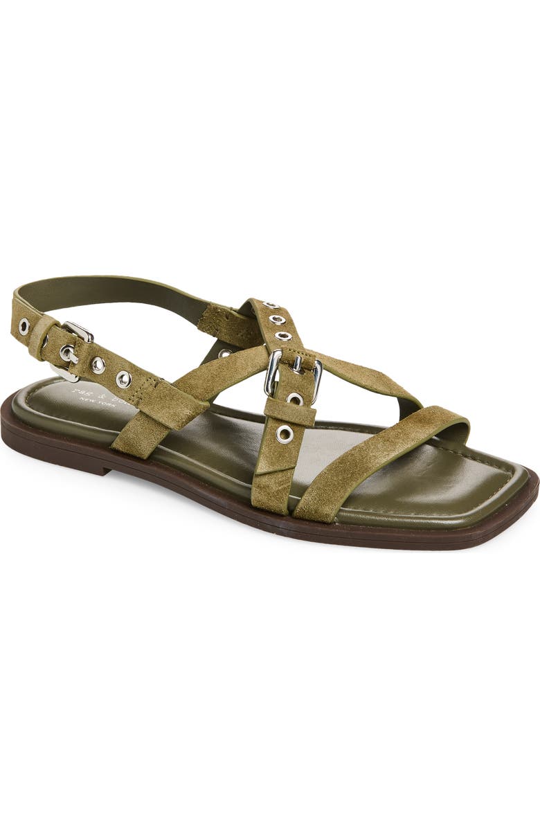 rag & bone Harlow Strappy Sandal, Main, color, Olive Suede